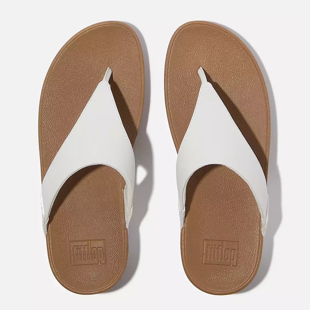 FitFlop Lulu Leather Toe Post Sandals, White - size 10